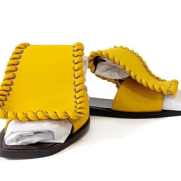 Ganor Dominic London Art Attis Yellow Leather Women's Slides - Picture 6 of 12